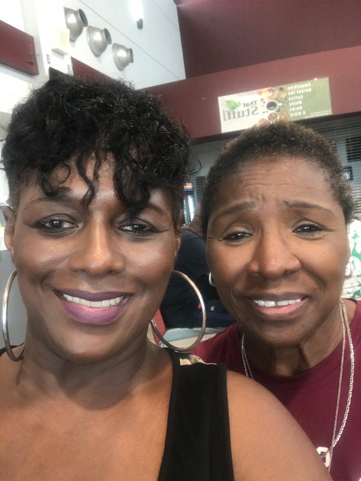 Sharing smiles at the café